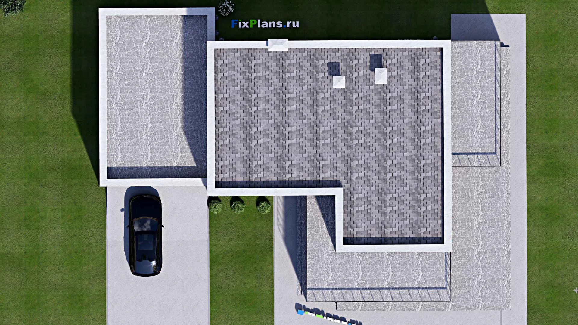 F-15254 - Проект двухэтажного дома 18 на 24, площадью 490 м² с террасой, балконом, гаражом на 2 машины и 6 спальнями