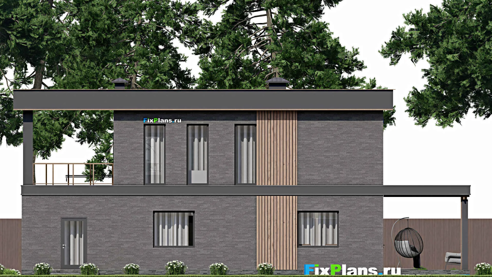 F-6209 - Проект двухэтажного дома 10 на 15, площадью 250 м² с террасой и 4 спальнями