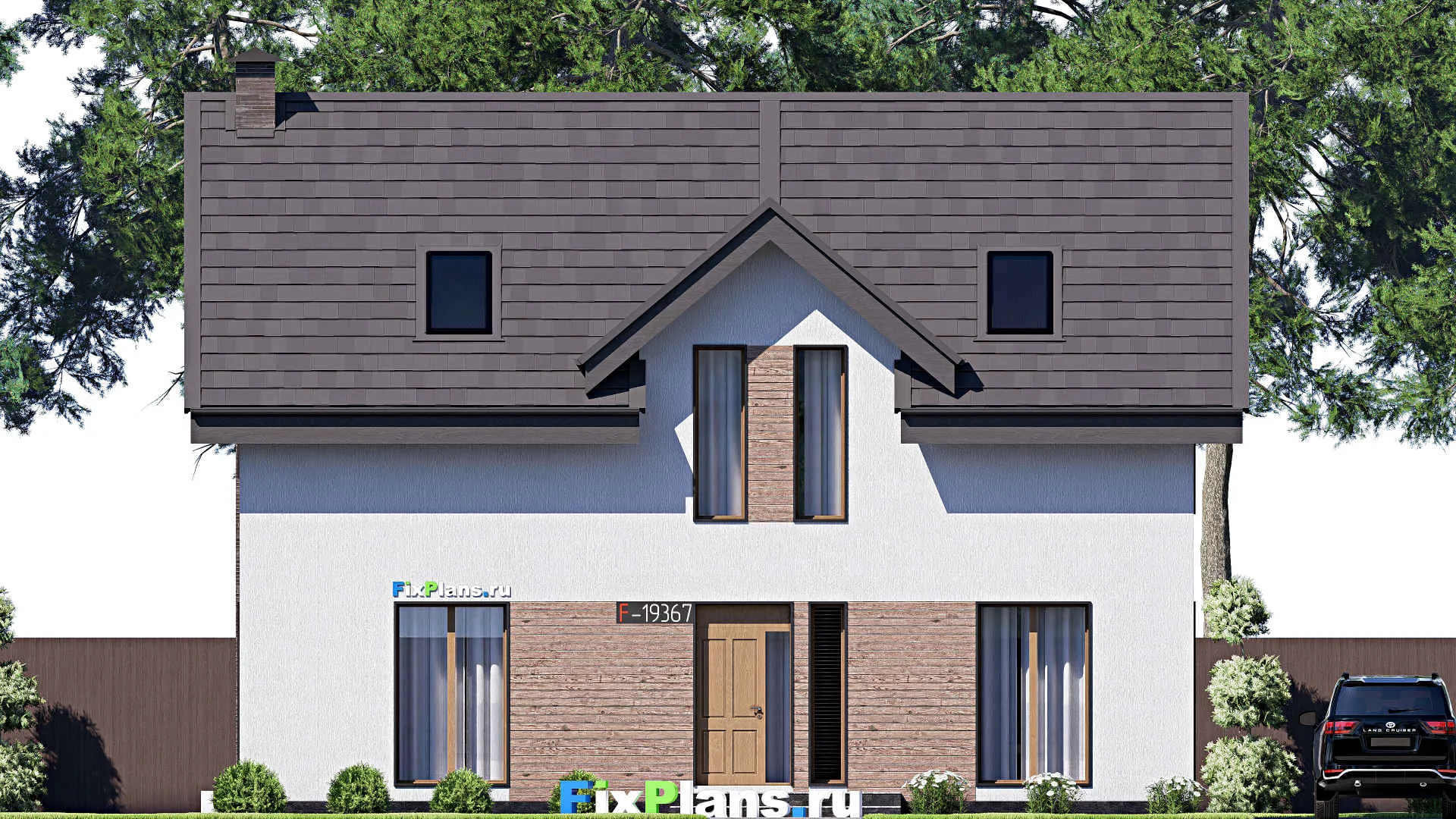 F-19367 - Проект дома с мансардой 10 на 13, площадью 160 м² с 4 спальнями