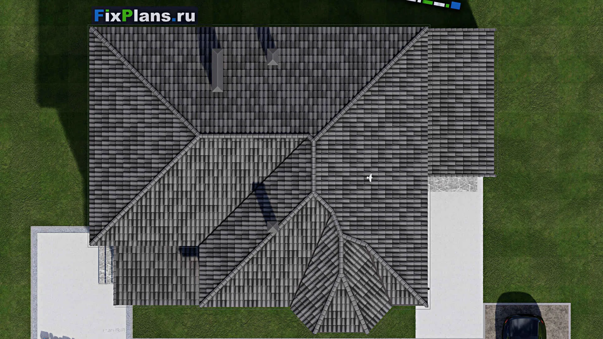 F-1736 - Проект двухэтажного дома 13 на 14, площадью 260 м² с террасой и 5 спальнями