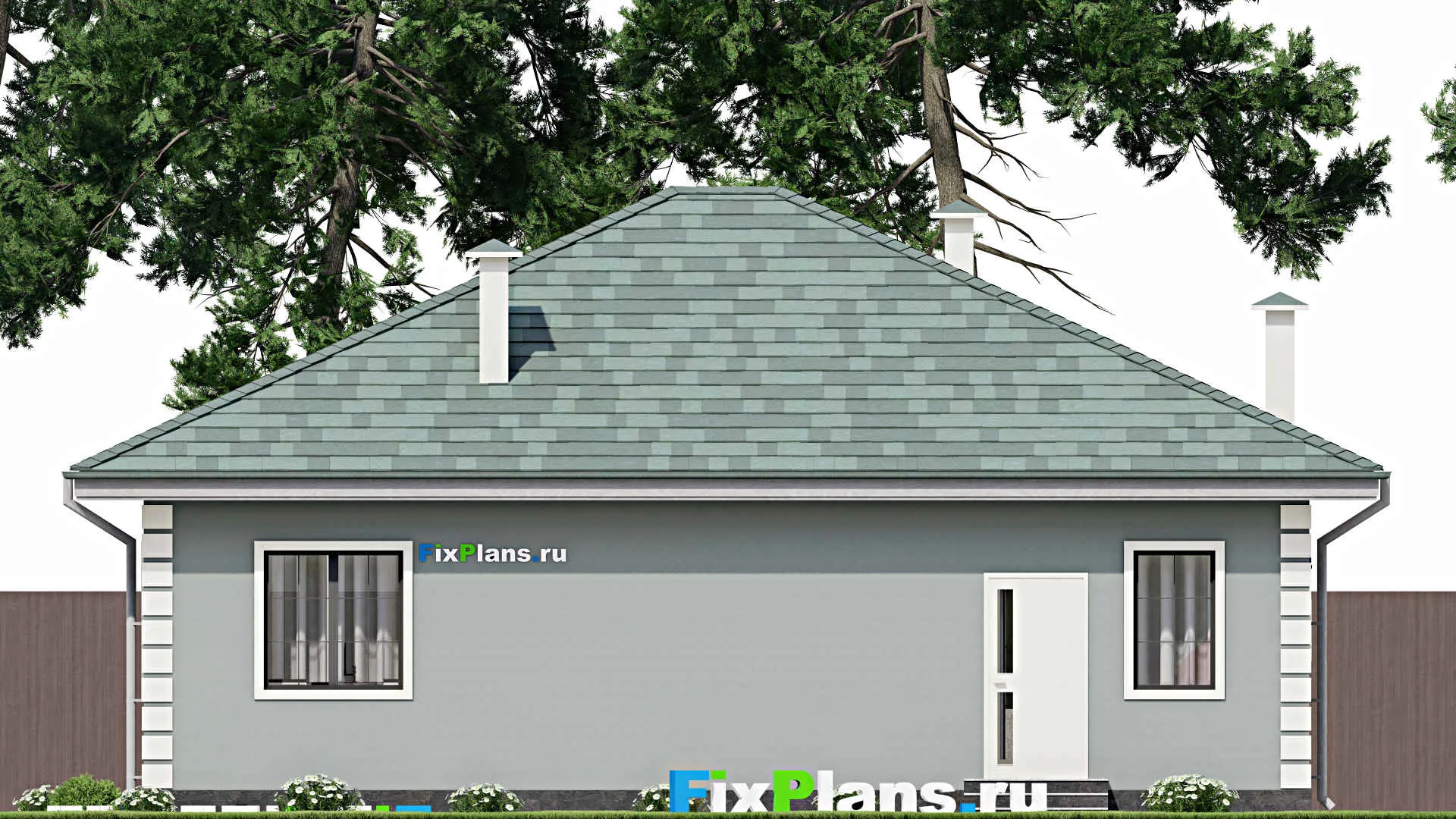 F-5480 - Проект одноэтажного дома 12 на 13, площадью 120 м² с гаражом на 1 машину и 3 спальнями