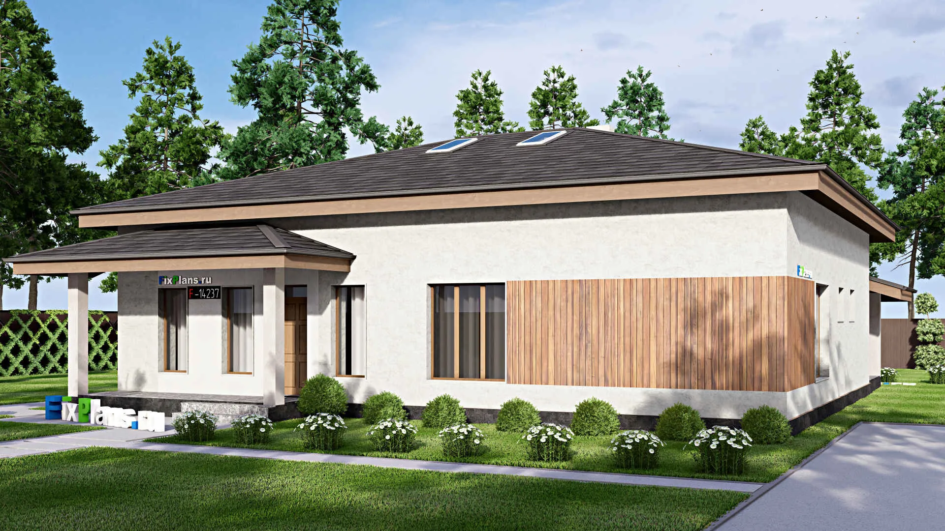 F-14237 - Проект дома с мансардой 16 на 17, площадью 280 м² с террасой и 3 спальнями