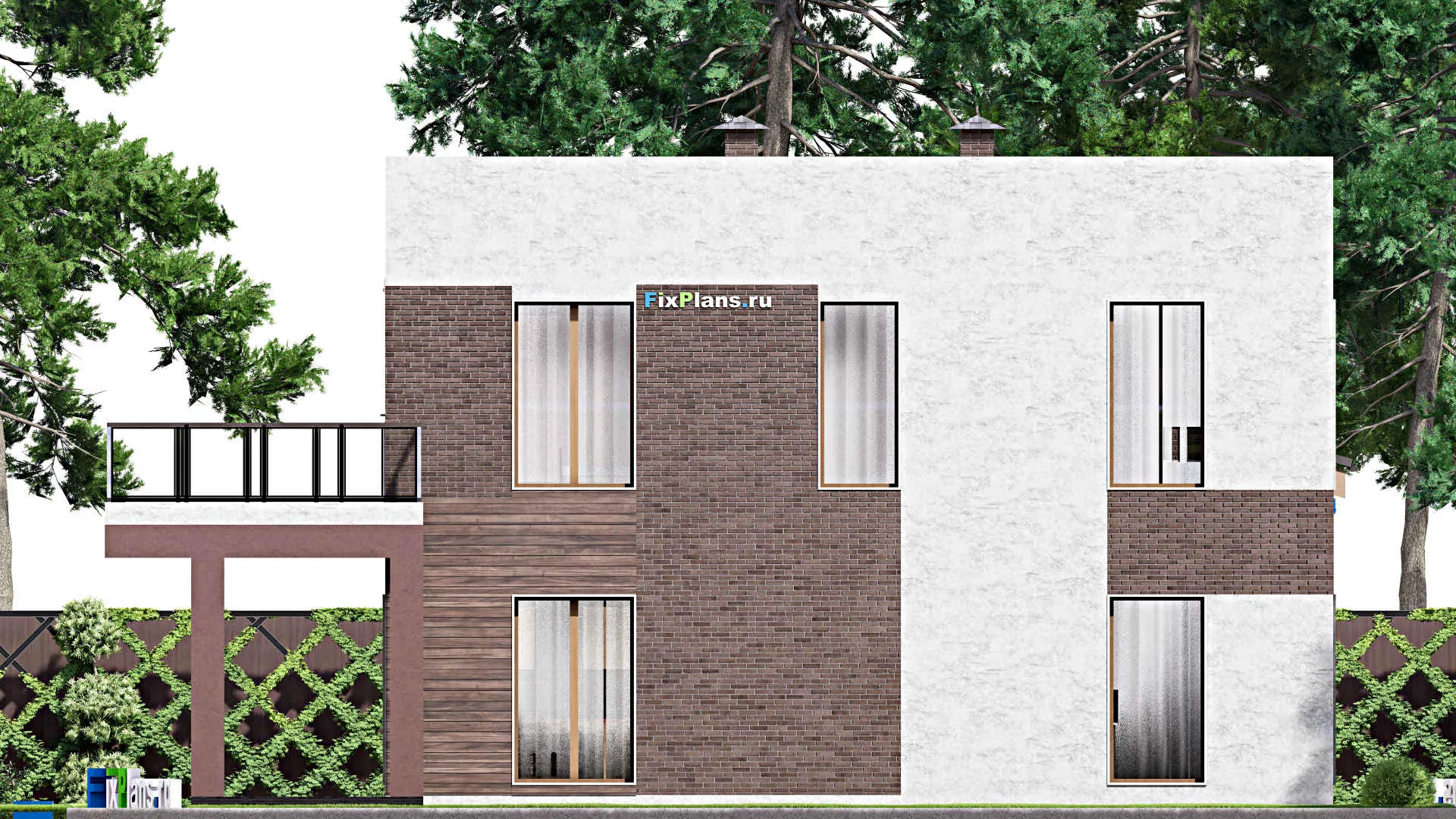 F-13616 - Проект двухэтажного дома 10 на 14, площадью 200 м² с террасой, балконом и 3 спальнями