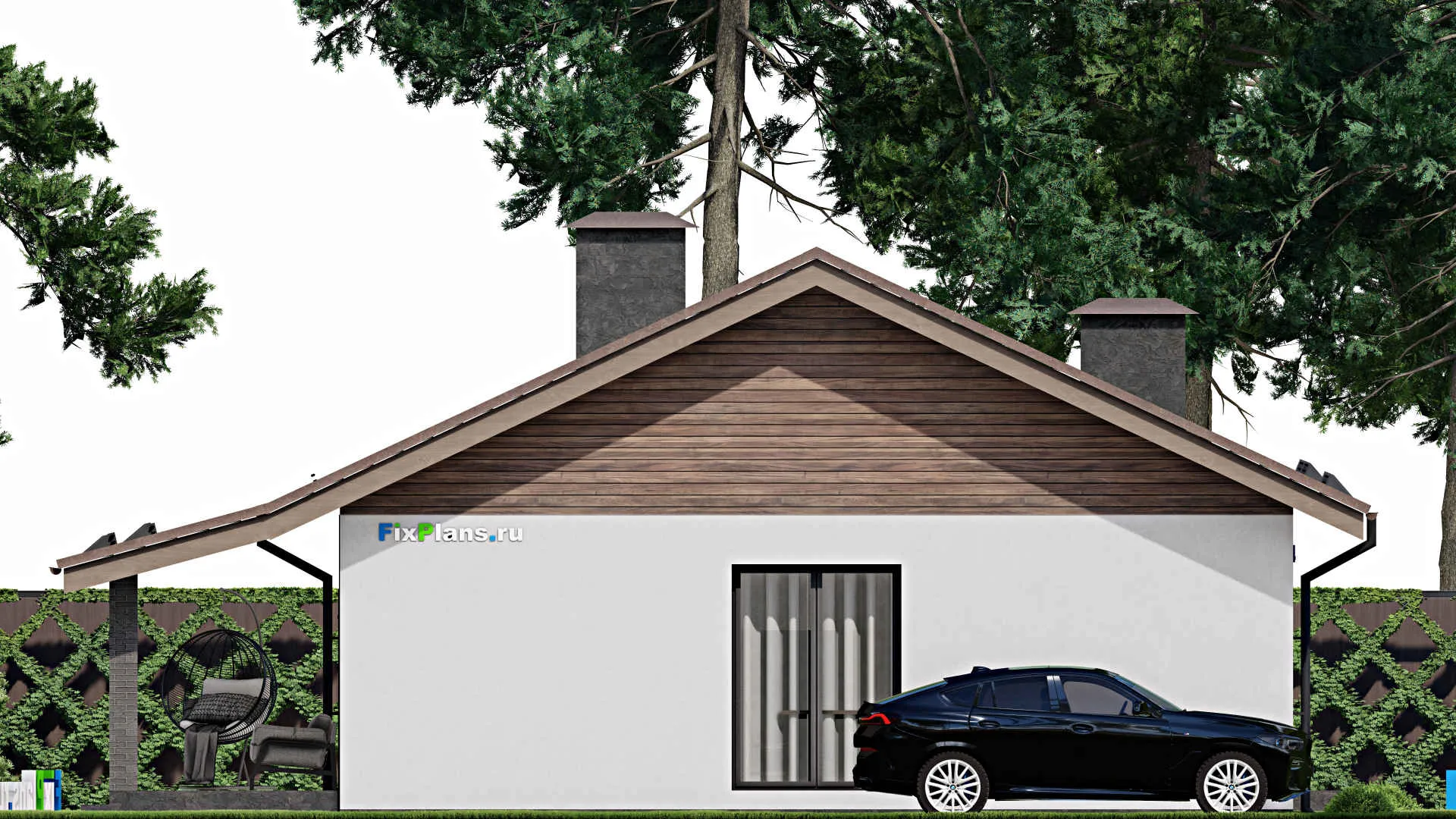 F-6047 - Проект одноэтажного дома 11 на 16, площадью 160 м² с террасой и 3 спальнями