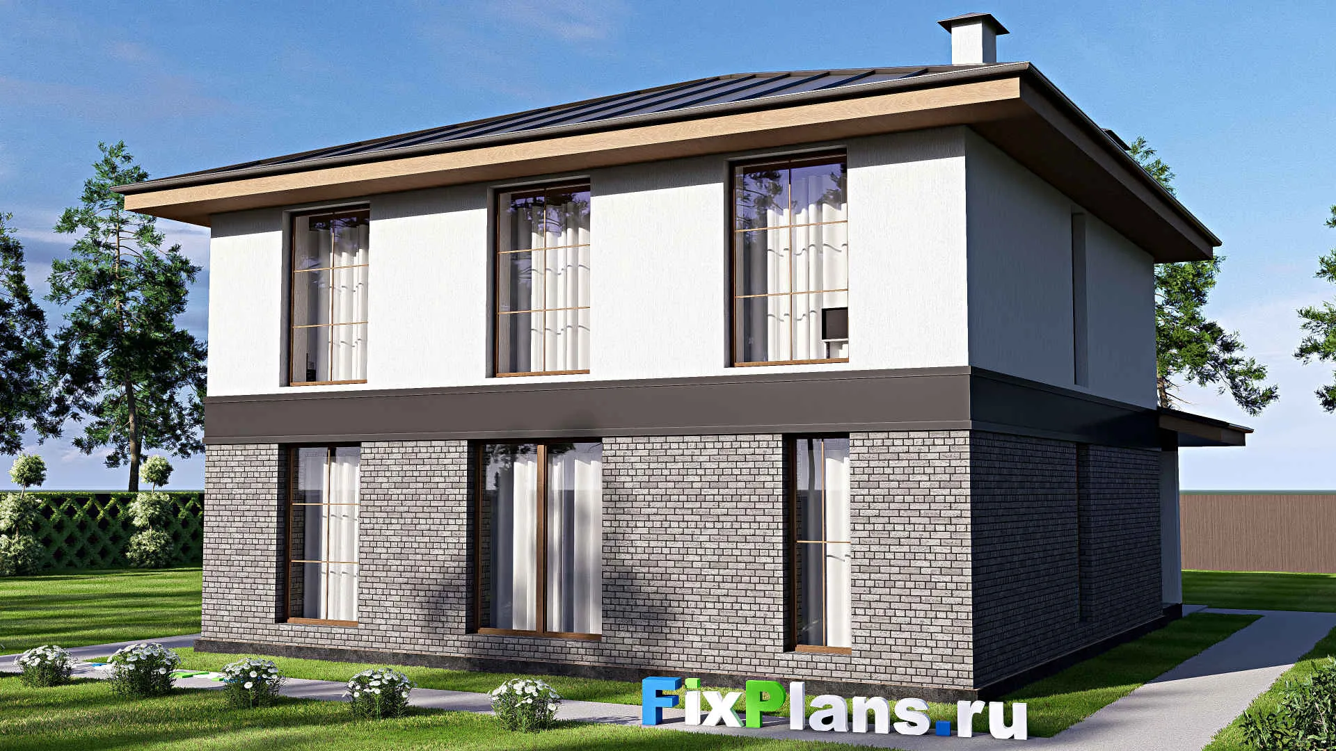 F-18026 - Проект двухэтажного дома 13 на 14, площадью 240 м² с балконом и 5 спальнями