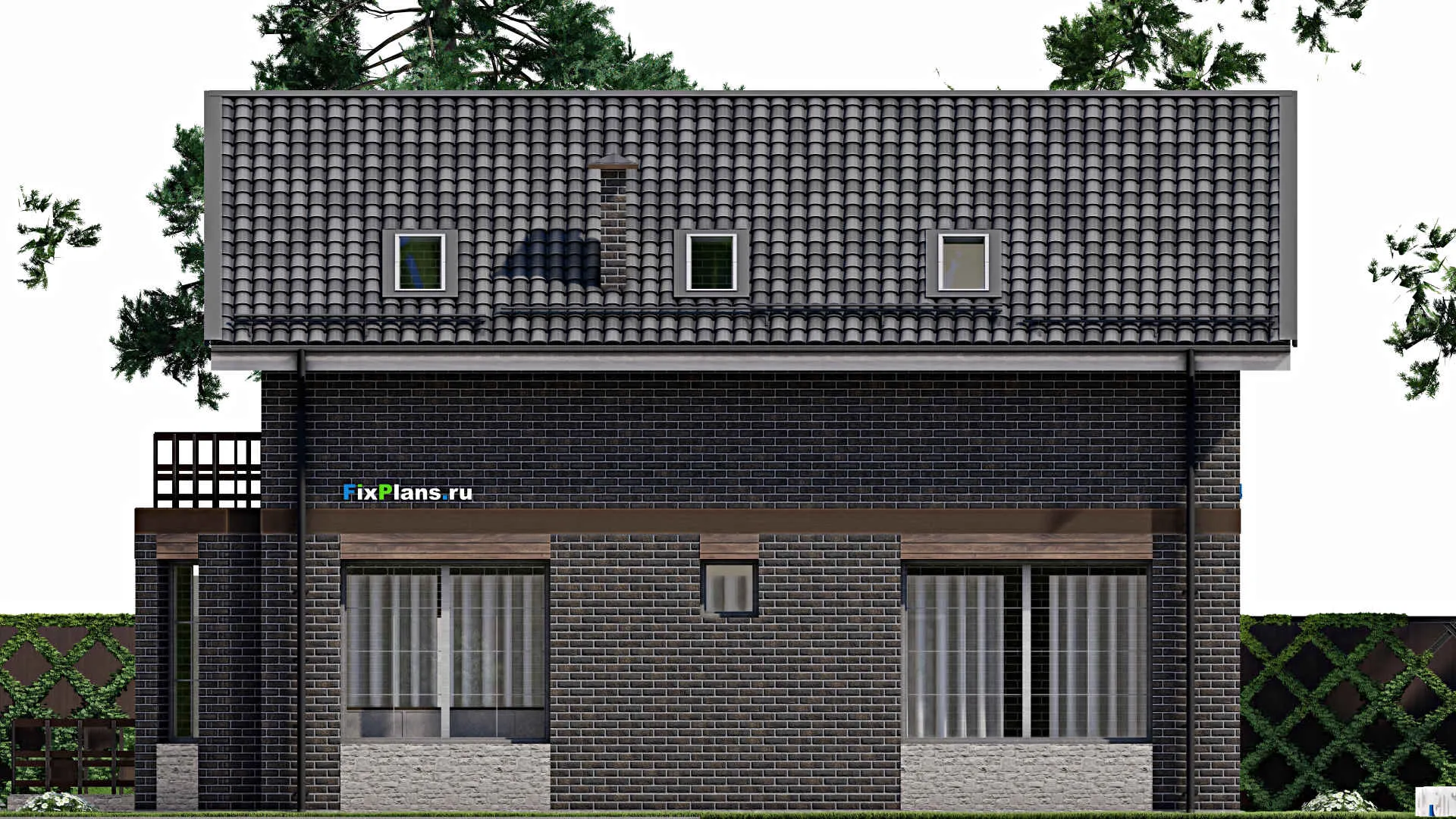 F-6002 - Проект дома с мансардой 12 на 14, площадью 230 м² с баней и 4 спальнями