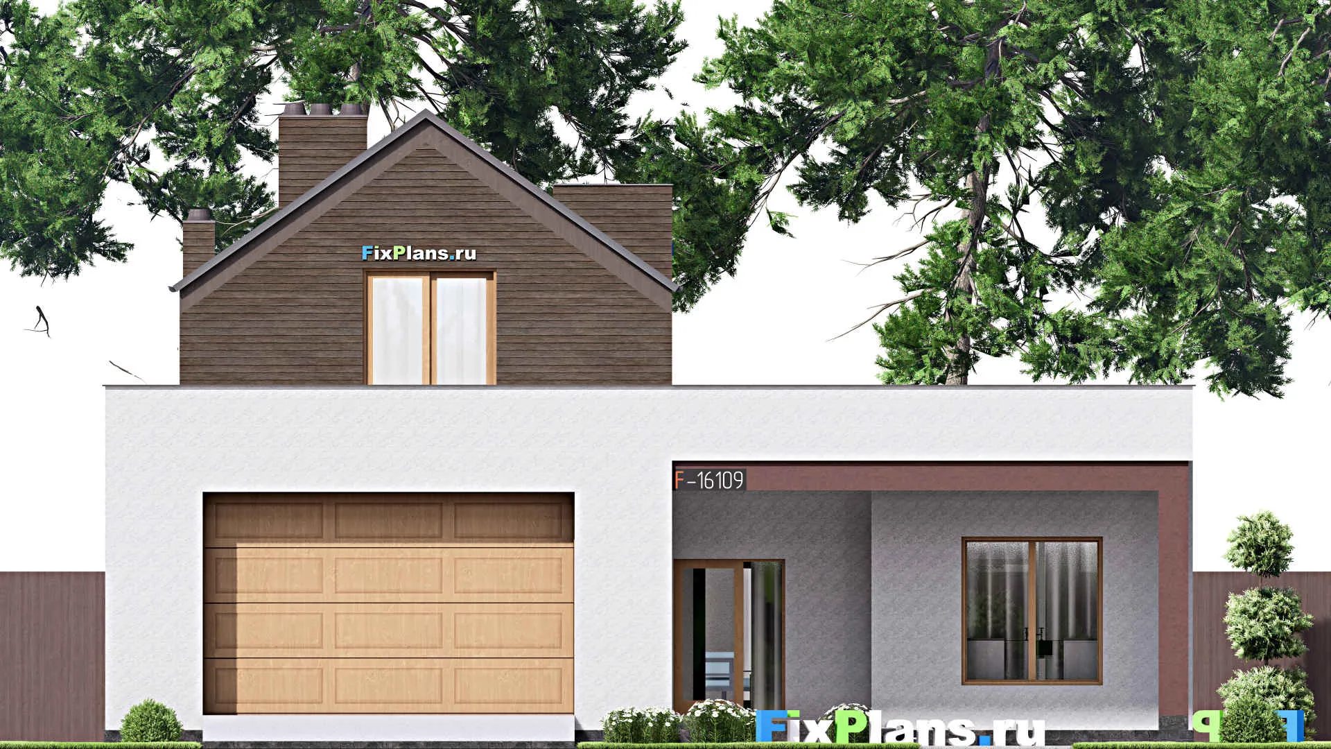 F-16109 - Планы дома с мансардой 15 на 20, площадью 420 м² с террасой, балконом, гаражом на 2 машины и 3 спальнями
