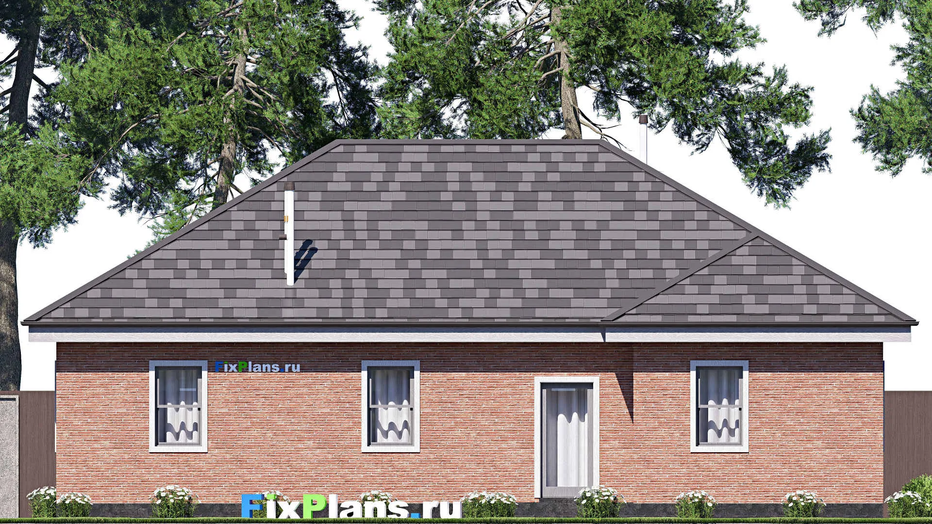 F-20690 - Проект одноэтажного дома 15 на 17, площадью 200 м² с террасой и 2 спальнями