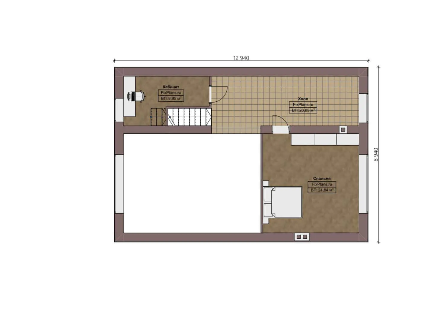 F-2276 - Планы дома с мансардой 9 на 13, площадью 150 м² с 1 спальнями