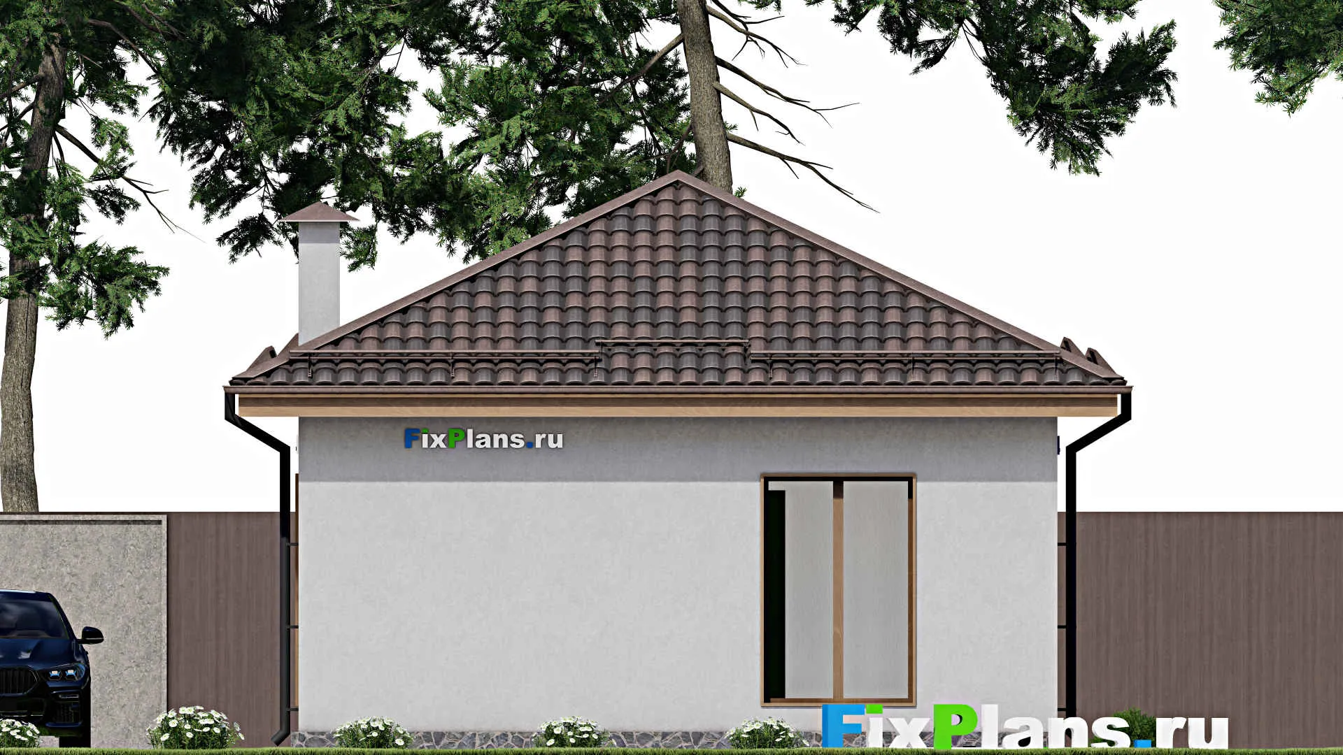 F-7478 - Проект бани 8 на 11, площадью 60 м² с терассой, санузлом и спальней