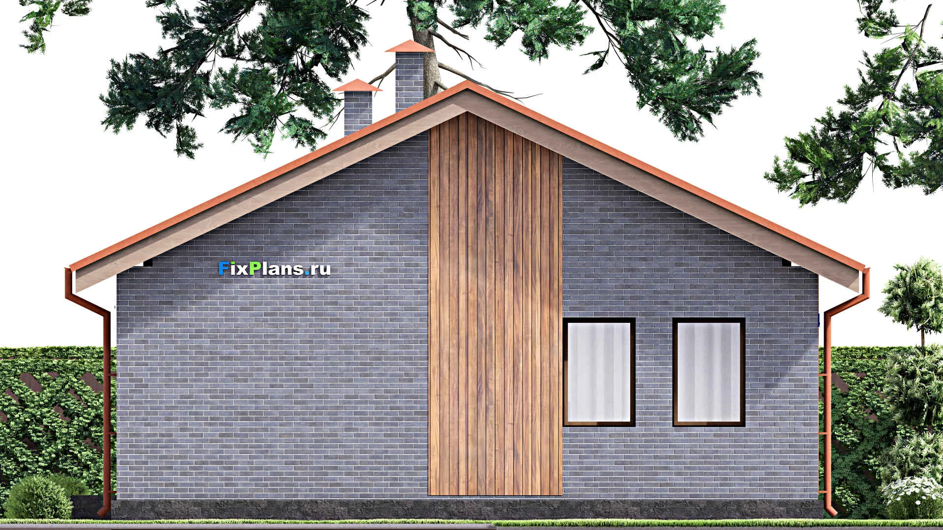 F-13787 - Проект одноэтажного дома 11 на 13, площадью 100 м² с 3 спальнями