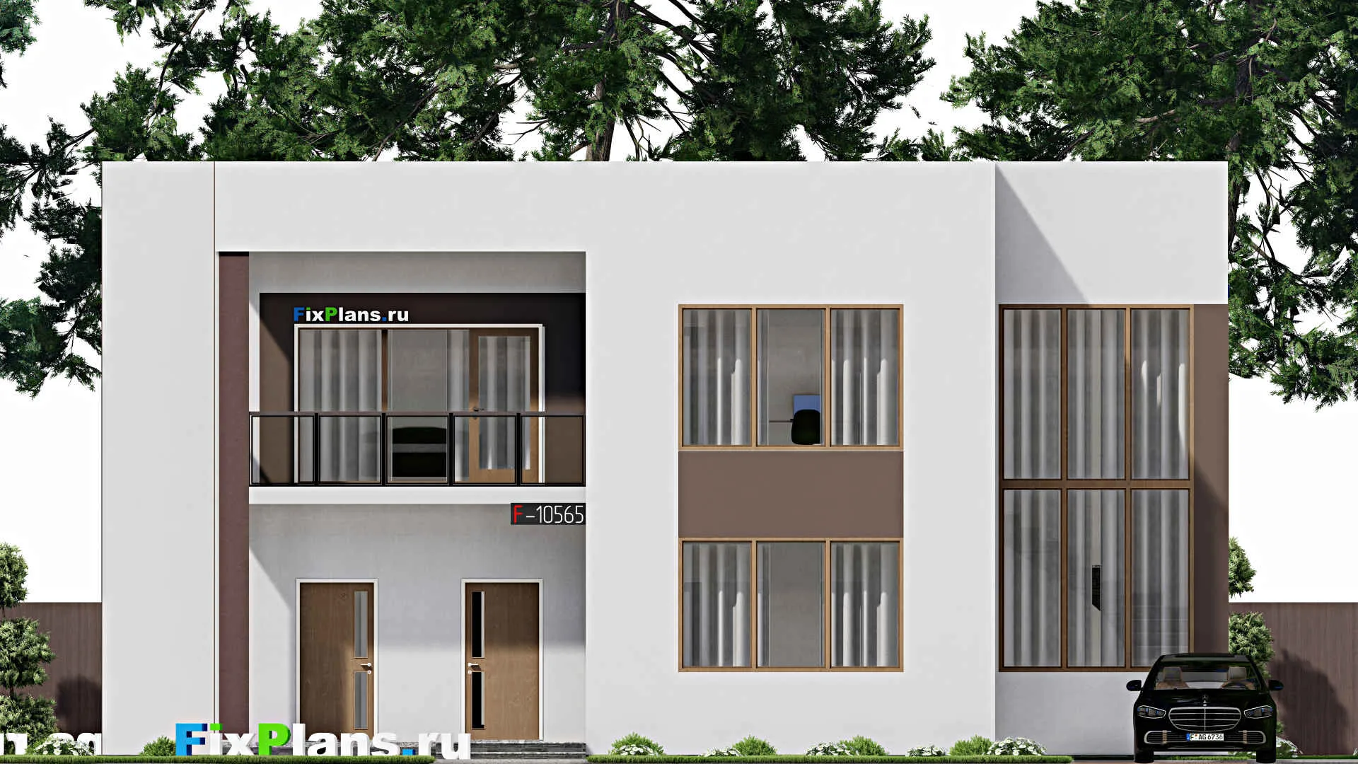 F-10565 - Проект двухэтажного дома 14 на 15, площадью 250 м² с балконом и 5 спальнями