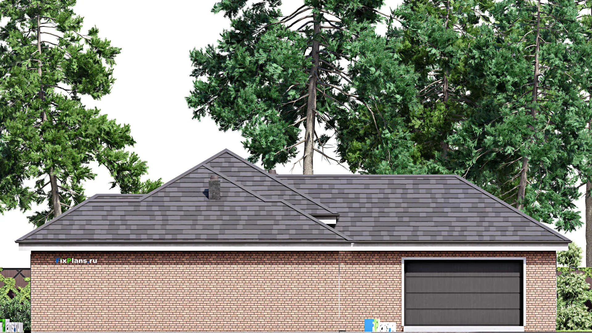 F-16757 - Проект одноэтажного дома 15 на 20, площадью 190 м² с террасой, баней, гаражом на 2 машины и 2 спальнями