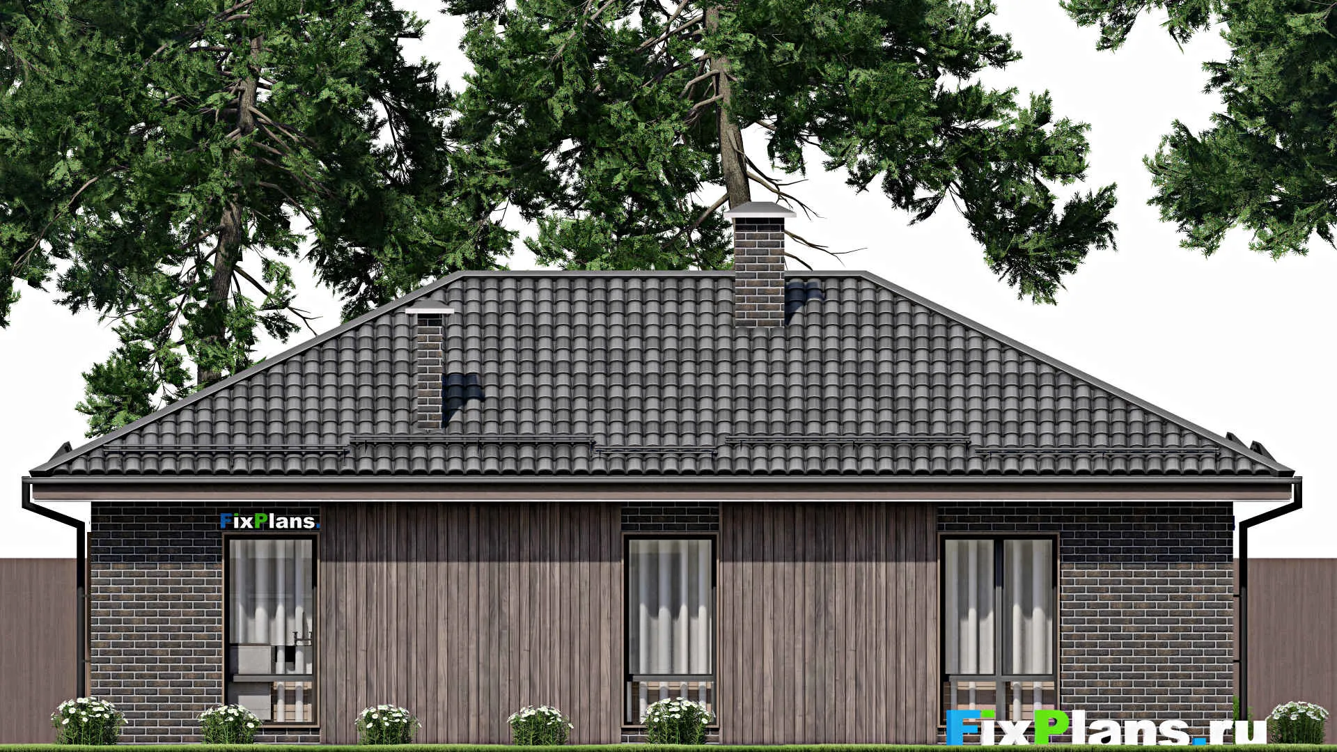 F-6200 - Проект одноэтажного дома 10 на 15, площадью 110 м² с 3 спальнями