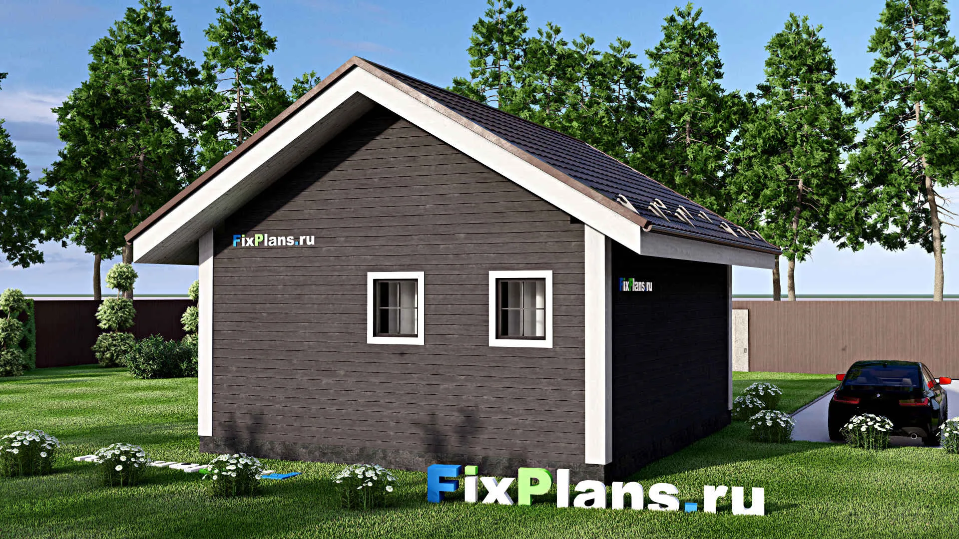 F-15479 - Проект бани 7 на 9, площадью 40 м² с комнатой отдыха и санузлом