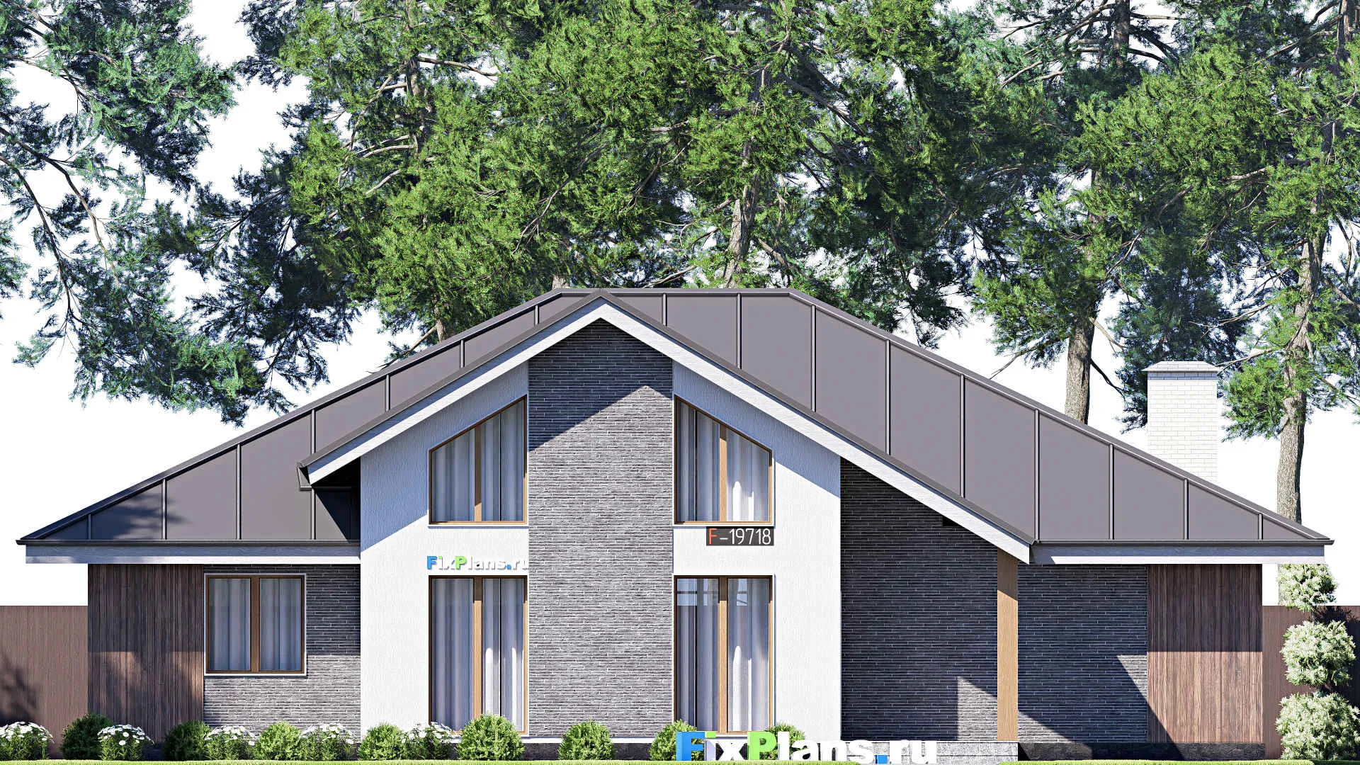 F-19718 - План одноэтажного дома 18 на 20, площадью 230 м² с террасой и 1 спальнями