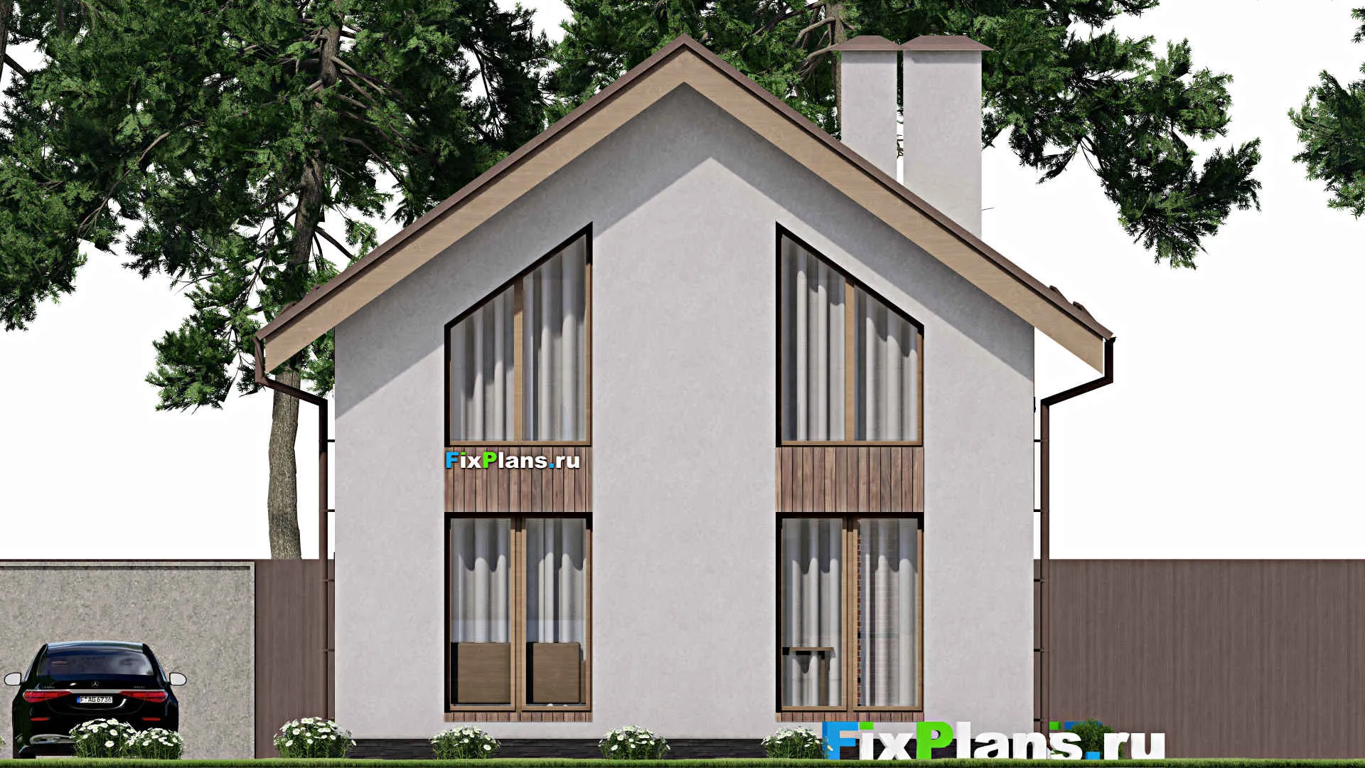 F-8702 - Планы дома с мансардой 9 на 12, площадью 130 м² с балконом и 4 спальнями