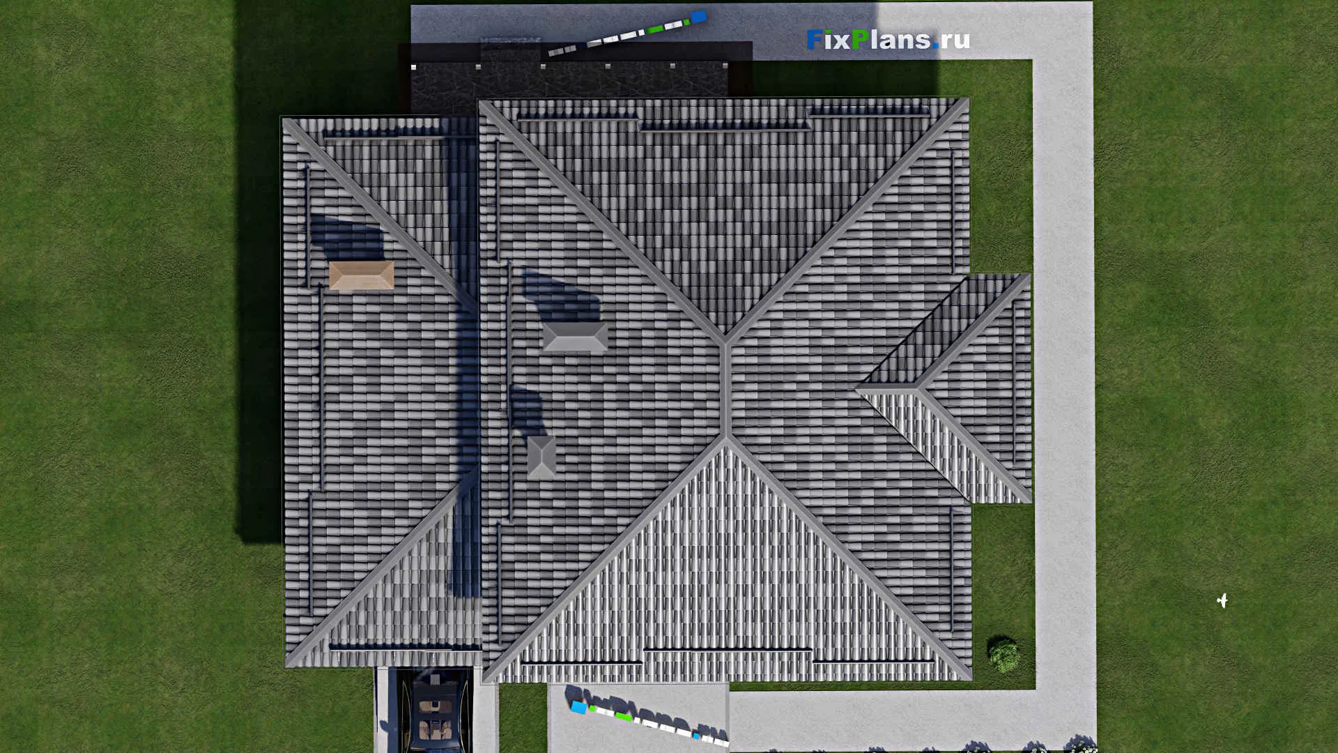 F-10142 - Проект двухэтажного дома 15 на 17, площадью 250 м² с террасой, балконом, гаражом на 2 машины и 4 спальнями