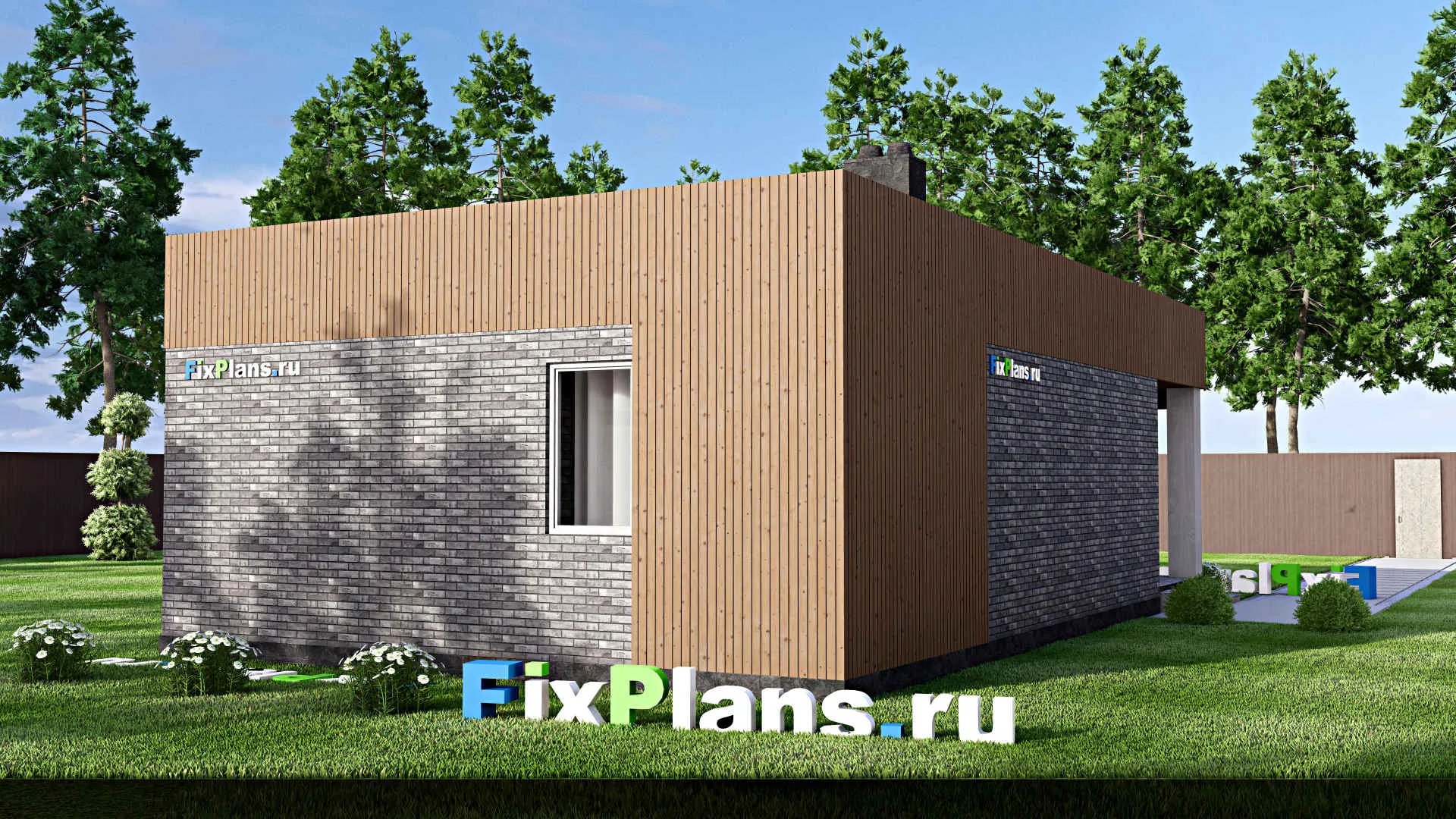 F-15083 - Проект бани 8 на 13, площадью 80 м² с комнатой отдыха, терассой и санузлом