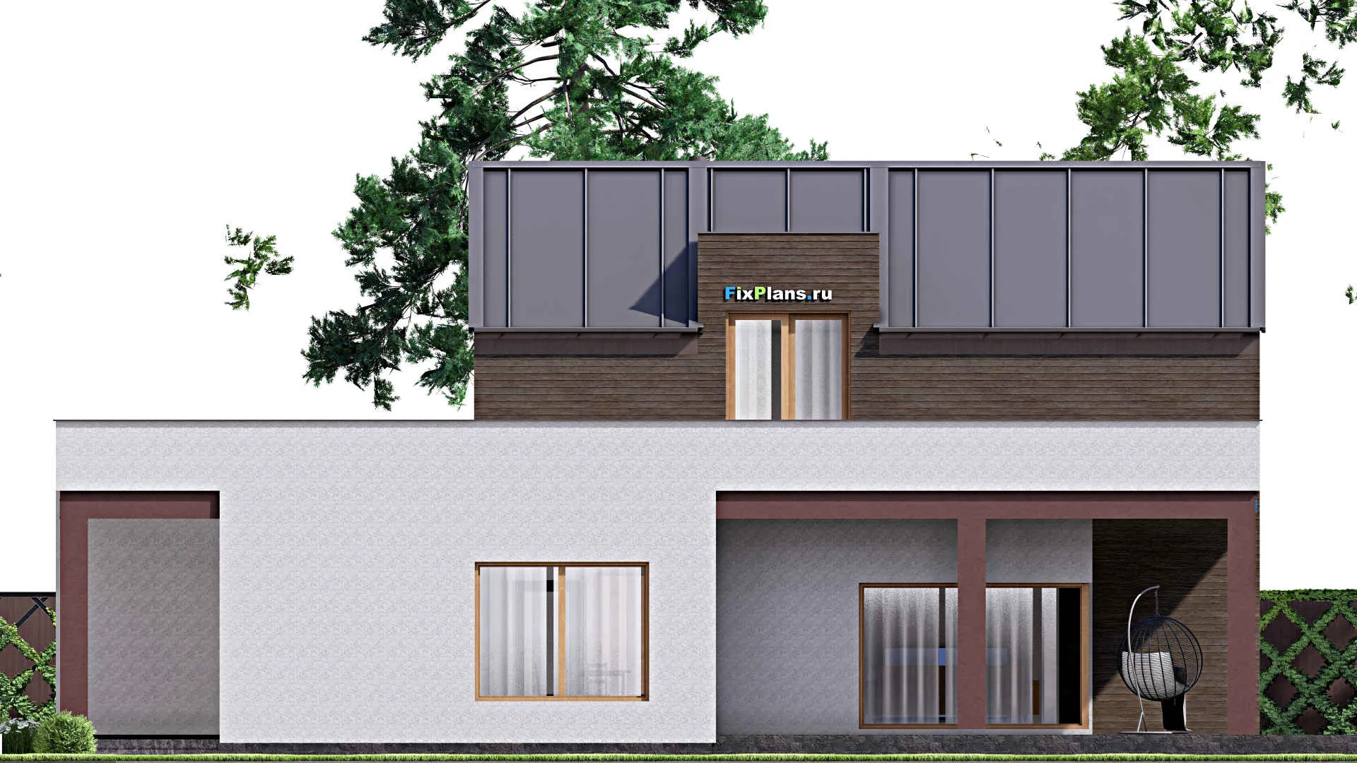 F-16109 - Планы дома с мансардой 15 на 20, площадью 420 м² с террасой, балконом, гаражом на 2 машины и 3 спальнями