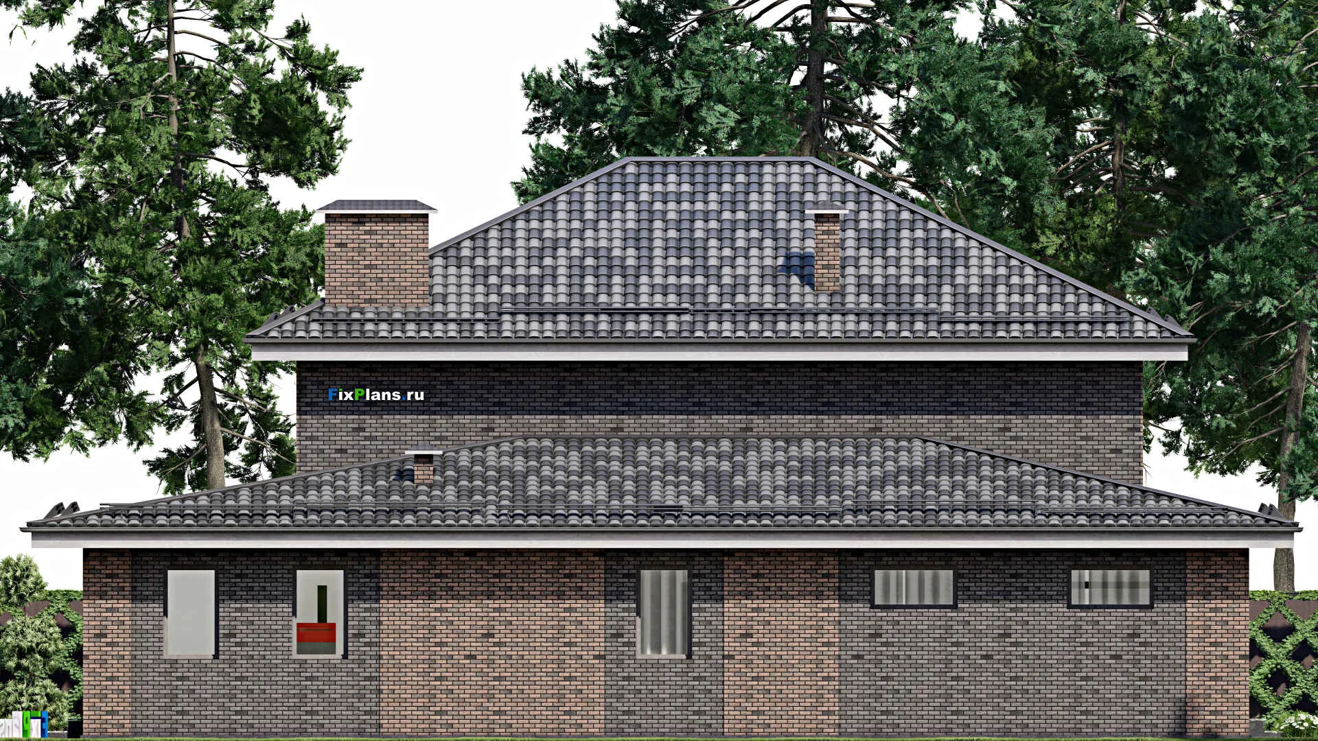 F-10349 - Проект двухэтажного дома 16 на 19, площадью 330 м² с 5 спальнями