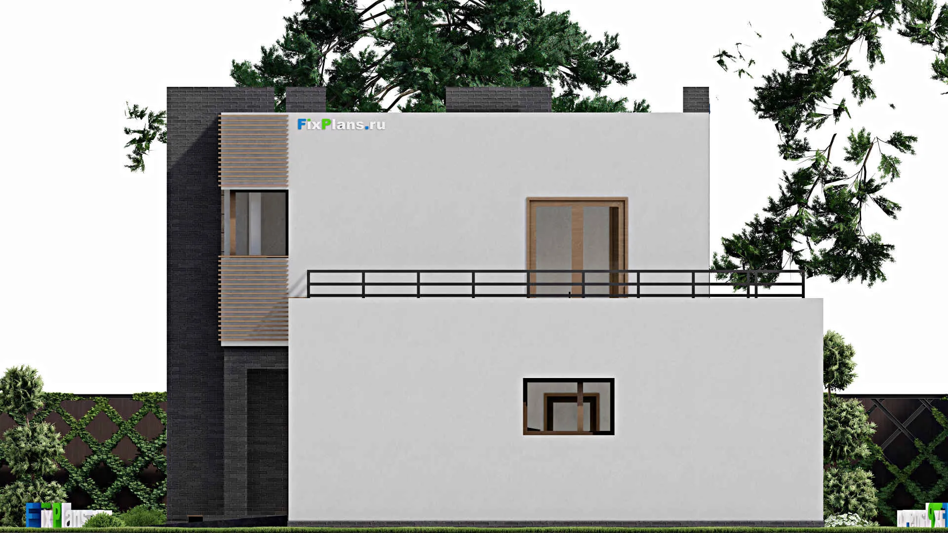 F-2969 - Проект двухэтажного дома 12 на 16, площадью 220 м² с террасой, гаражом на 2 машины и 3 спальнями