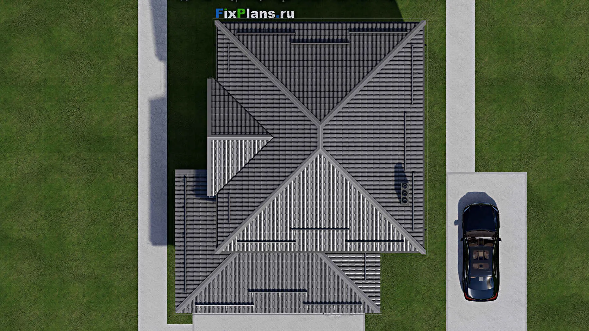 F-3347 - Планы двухэтажного дома 11 на 11, площадью 180 м² с террасой и 4 спальнями