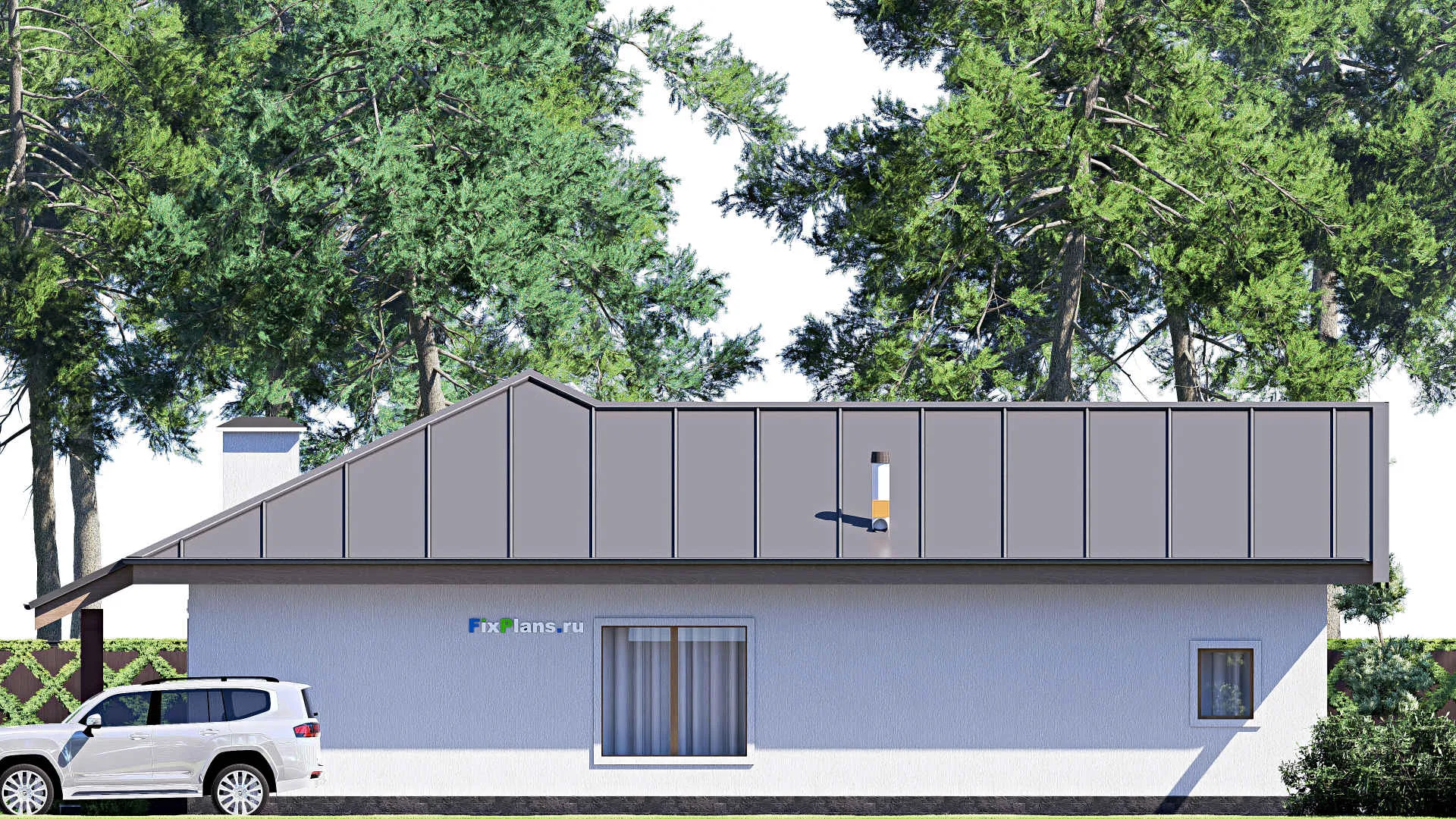 F-20141 - Проект одноэтажного дома 16 на 17, площадью 180 м² с террасой и 3 спальнями