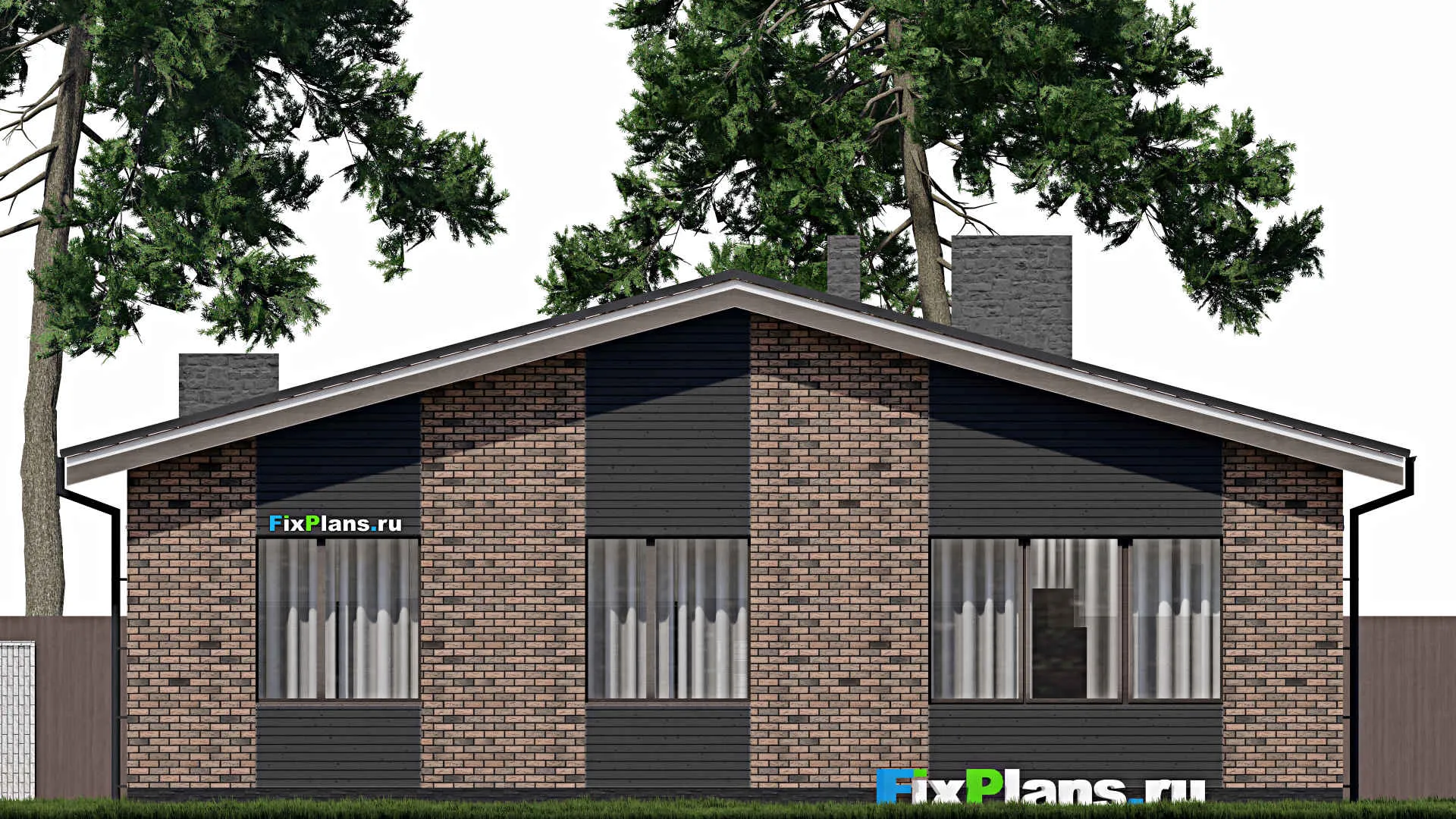 F-0809 - Проект одноэтажного дома 13 на 15, площадью 150 м² с террасой и 3 спальнями